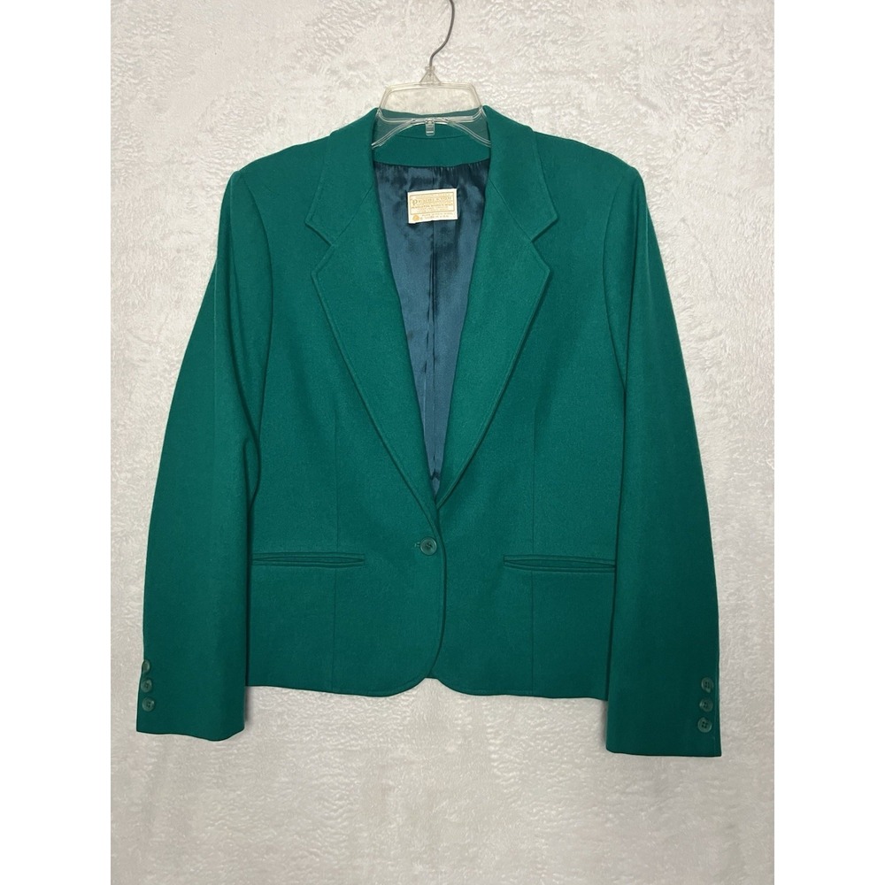 Vintage Pendleton Wool Blazer Green Cropped Size 14 USA Women's